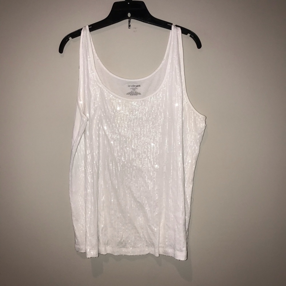 Lane Bryant White Sequin front tank 14/16 1X